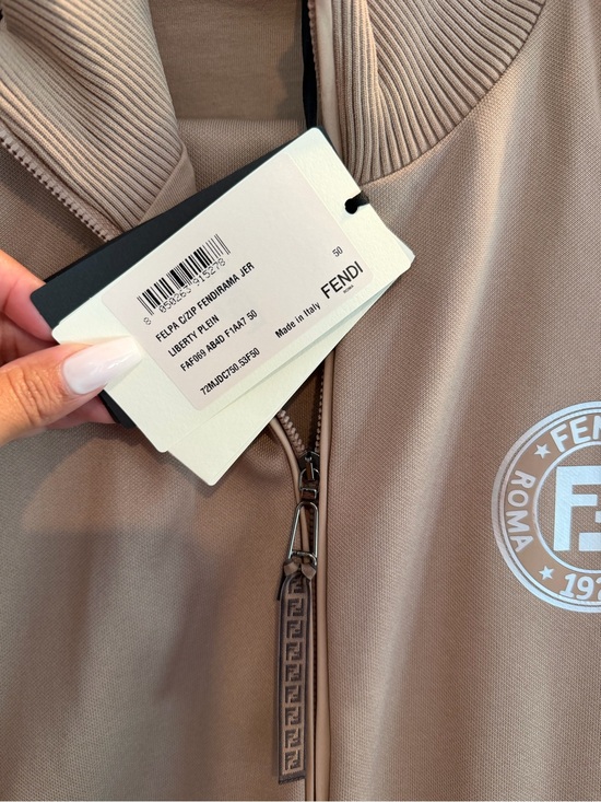Fendi Pants - Fendi Women's Taupe Logo Bomber Jacket